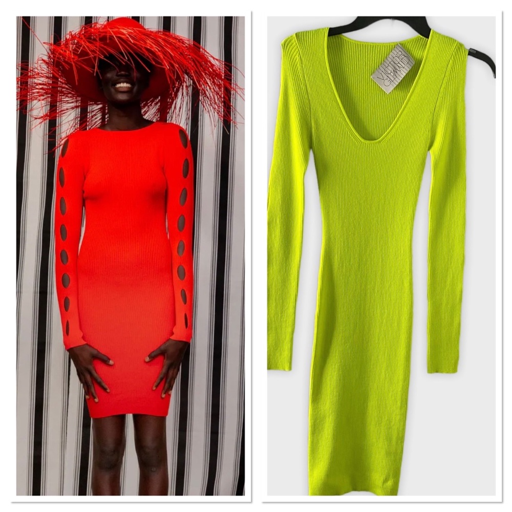 Victor Glemaud neon Resort 2019 ribbed dress